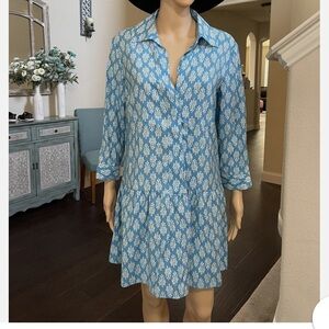 Zara Floral Blue and White Dress